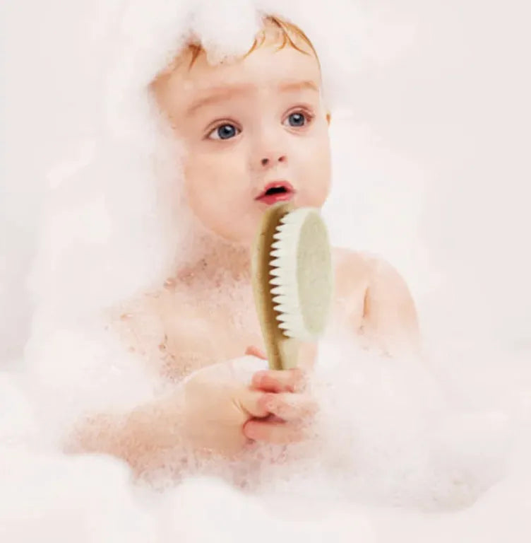 Soft fur set comb with wool brush for gentle scalp massage without hair damage