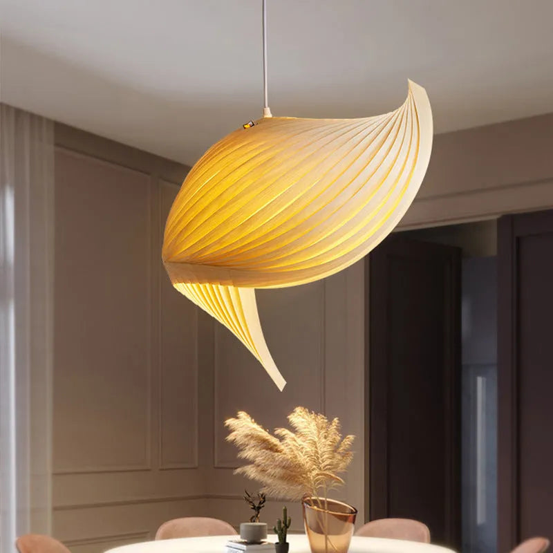 Single head wood woven pendant lamp 40x60cm for living room or restaurant ceiling