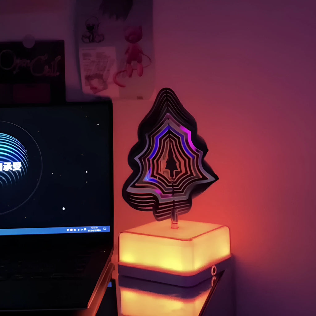 Rotating ambience light in acrylic and metal, USB rechargeable, with remote control and choice of shapes