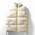 Men's winter stand-up collar padded vest in solid colour with topstitching slit pockets, loose fit cardigan style