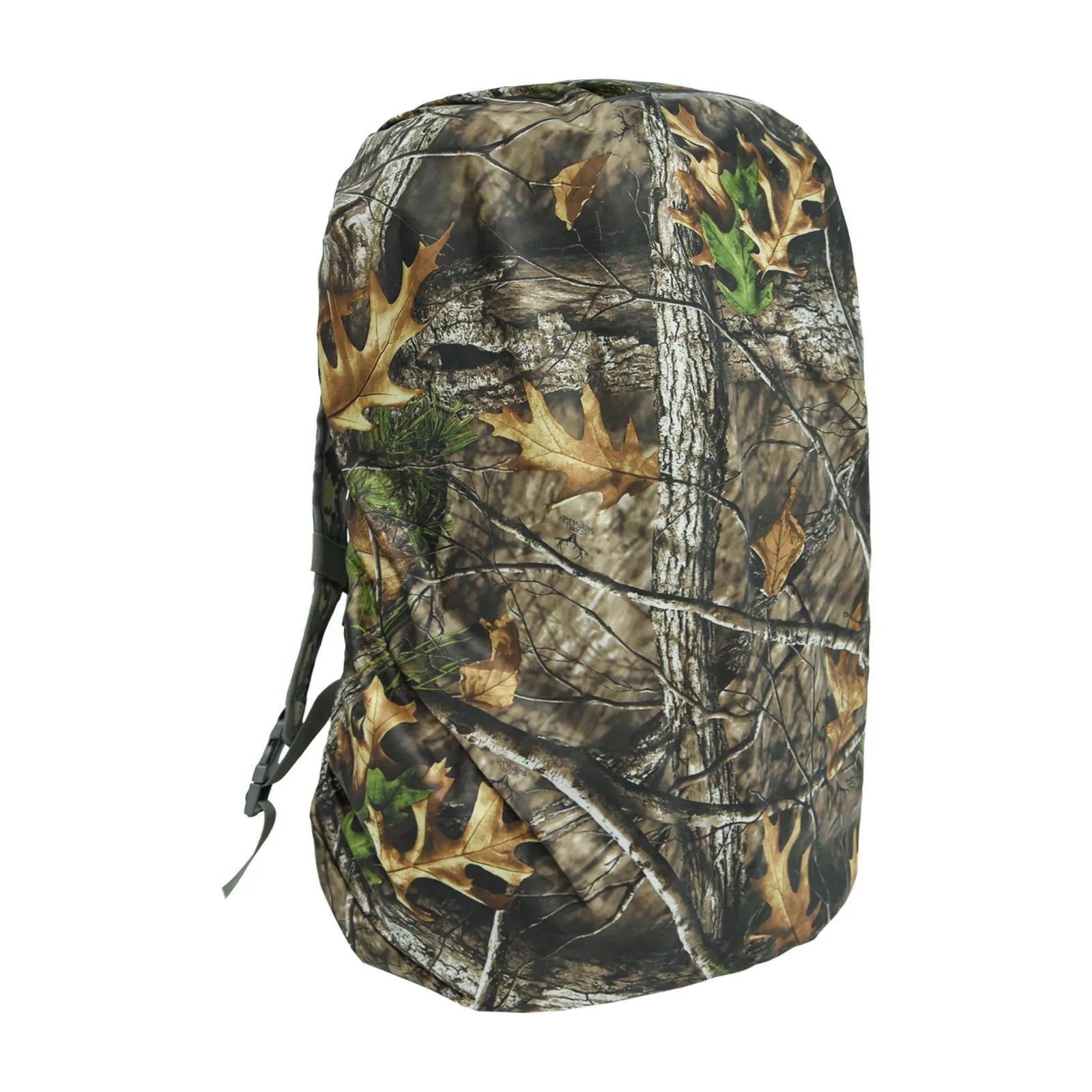 80-litre capacity backpack rain cover in Army Green colour laid flat.