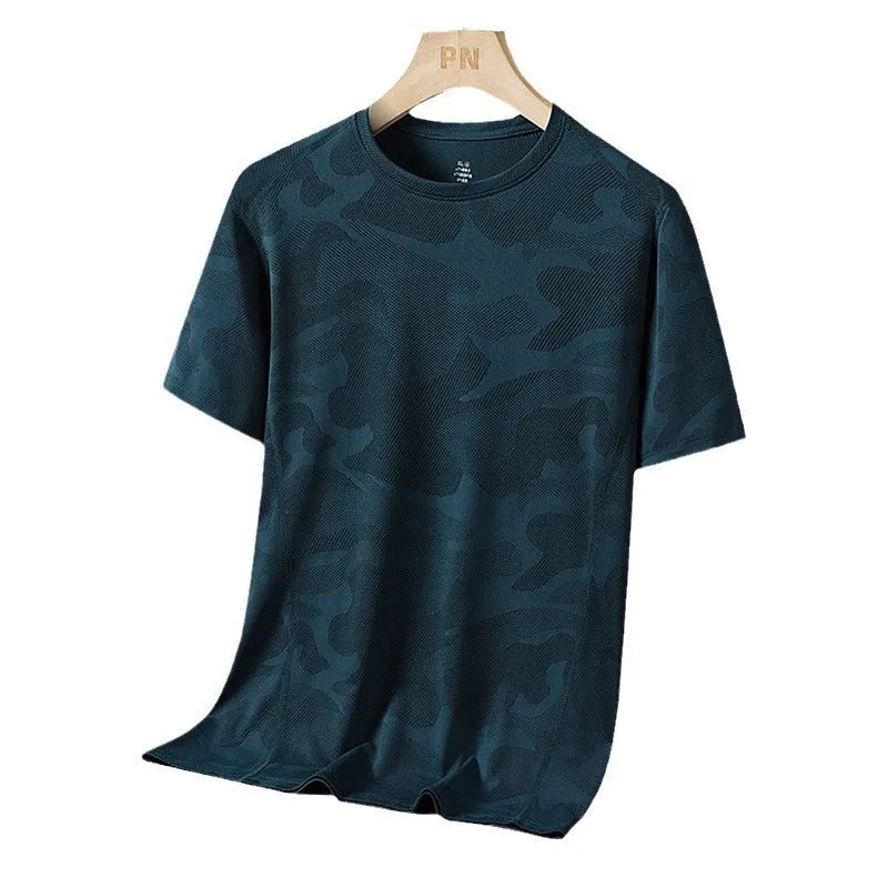 Men's camouflage print short sleeve summer top in nylon quick-dry fabric available in multiple colours