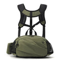 Unisex nylon waist backpack shown in Army Green colour with adjustable shoulder and waist straps.