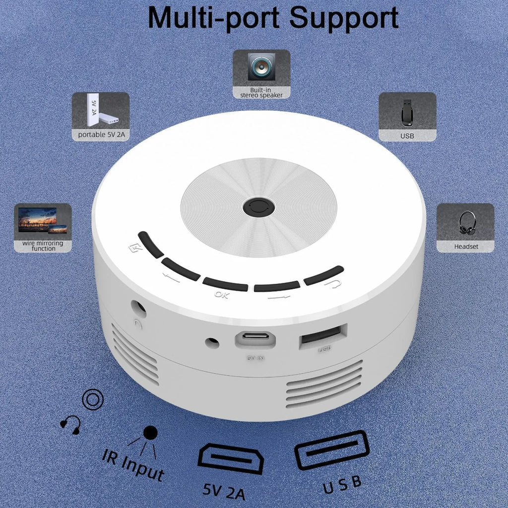 Portable wired same-screen projector for mobile phones in black and white