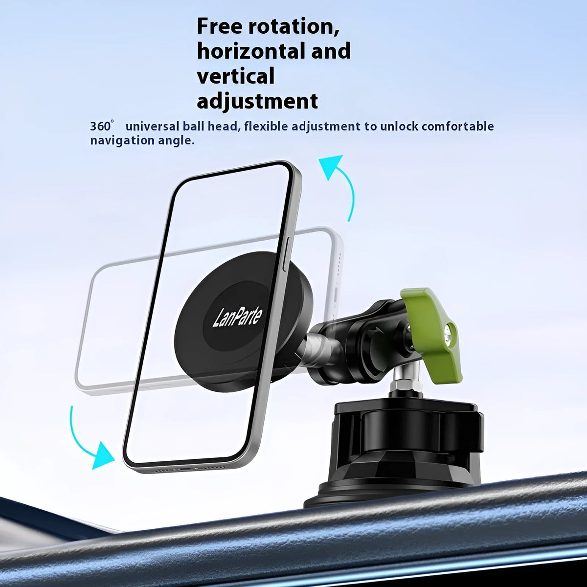 Dashboard suction cup car magnetic phone holder in universal alloy, ordinary RBA-M01 colour