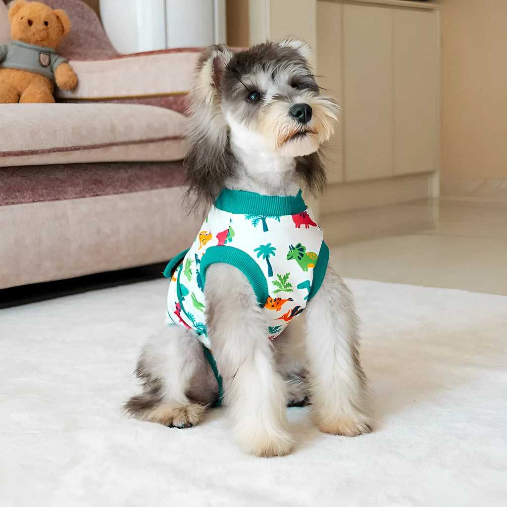 Black polyester pet recovery suit anti-licking garment for dogs and cats after surgery