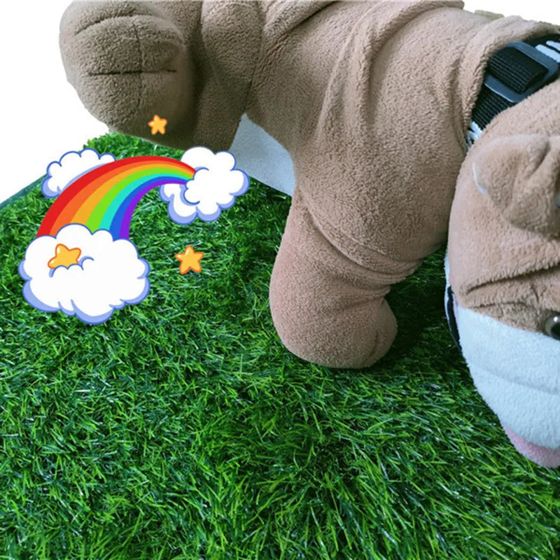Green realistic dog grass pee pad with drainage-layer for potty training