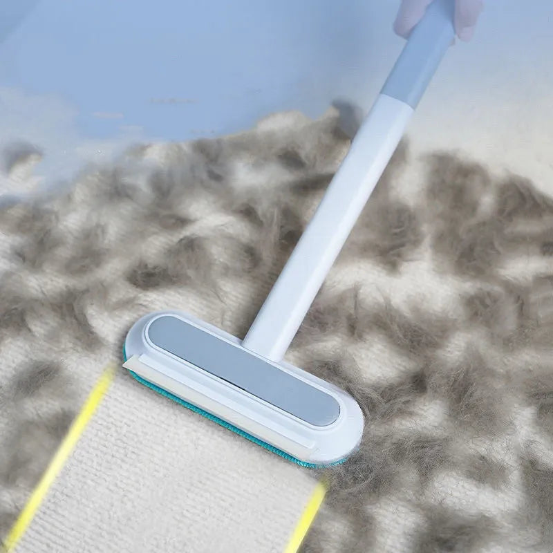 4-in-1 multifunctional hair removal brush with flannel head and detachable handle for pet hair and screen cleaning