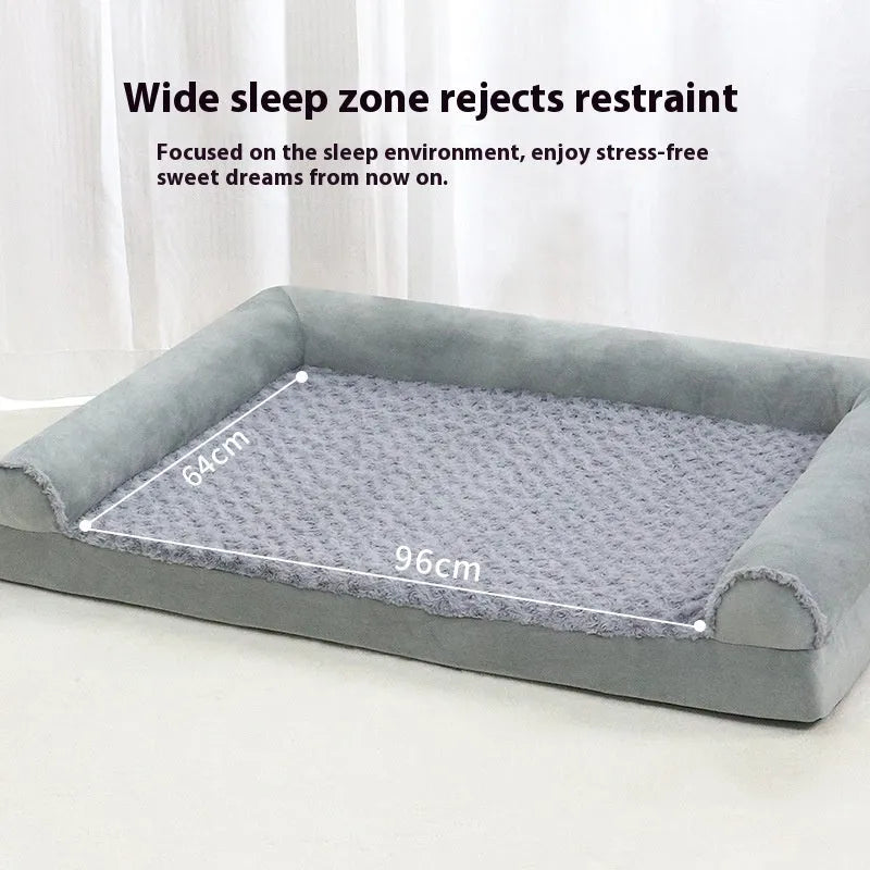 A light grey collapsible cloth dog kennel for medium to large breeds, shown folded flat.