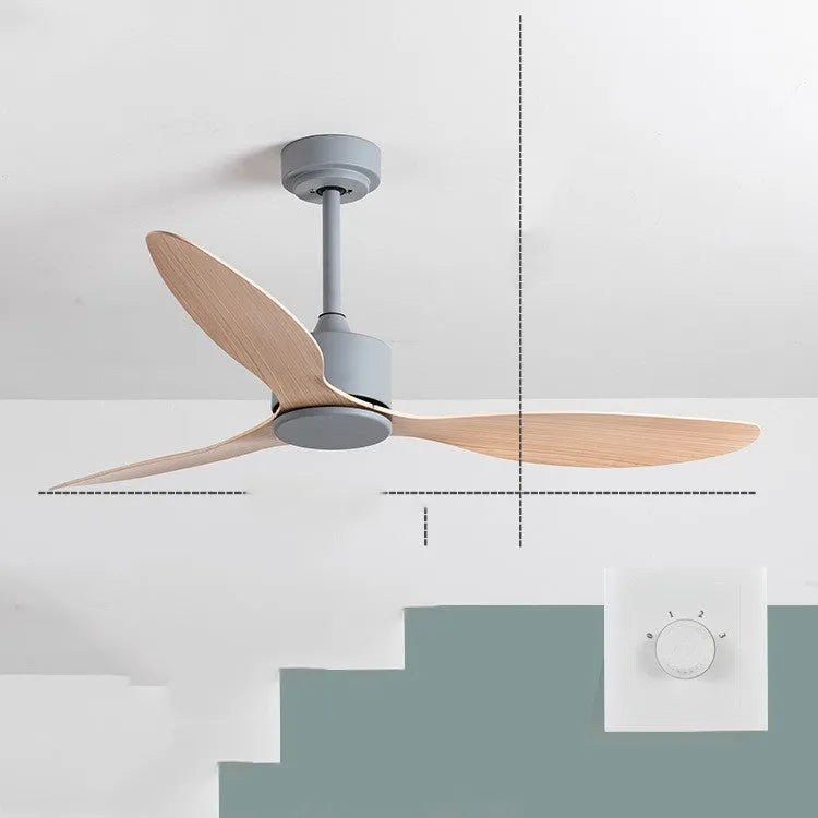42 inch Scandinavian industrial ceiling fan without light in black with wall control
