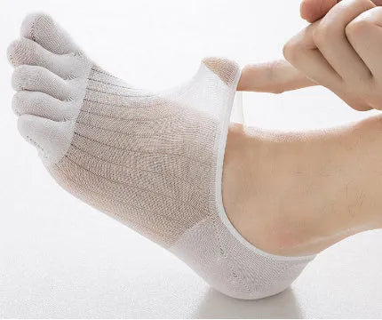 Modal cotton five-finger boat socks in black, dark grey, khaki, light grey and white colours