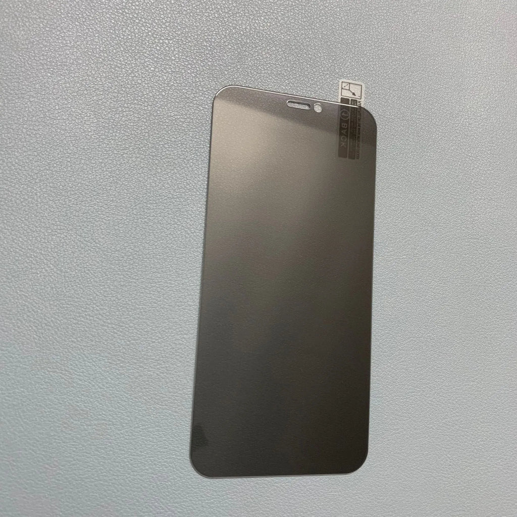Full screen tempered glass anti peeping privacy film for iPhone on a table.
