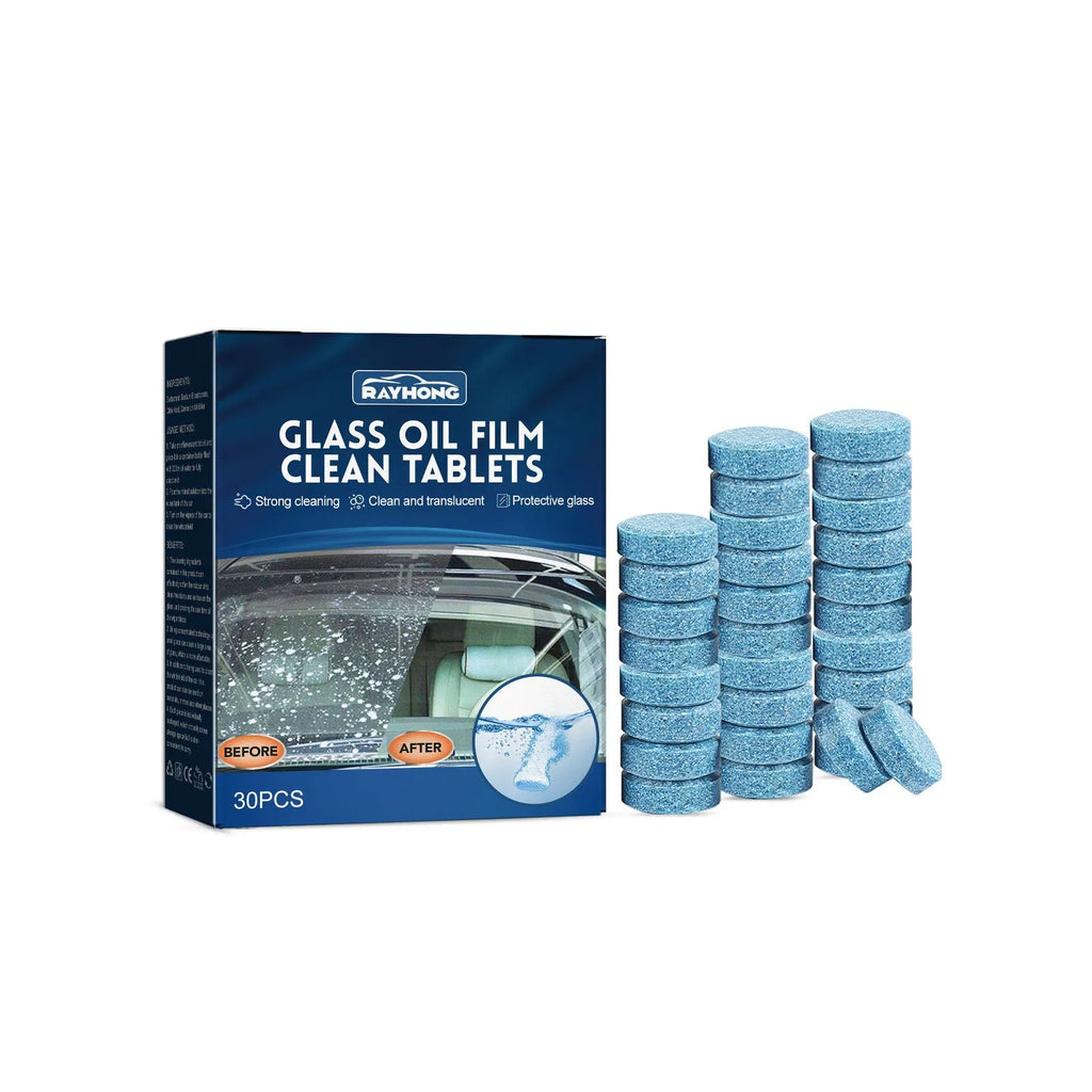 Box of 30 car oil-removing film cleaning effervescent tablets with concentrated cleaning plate formula