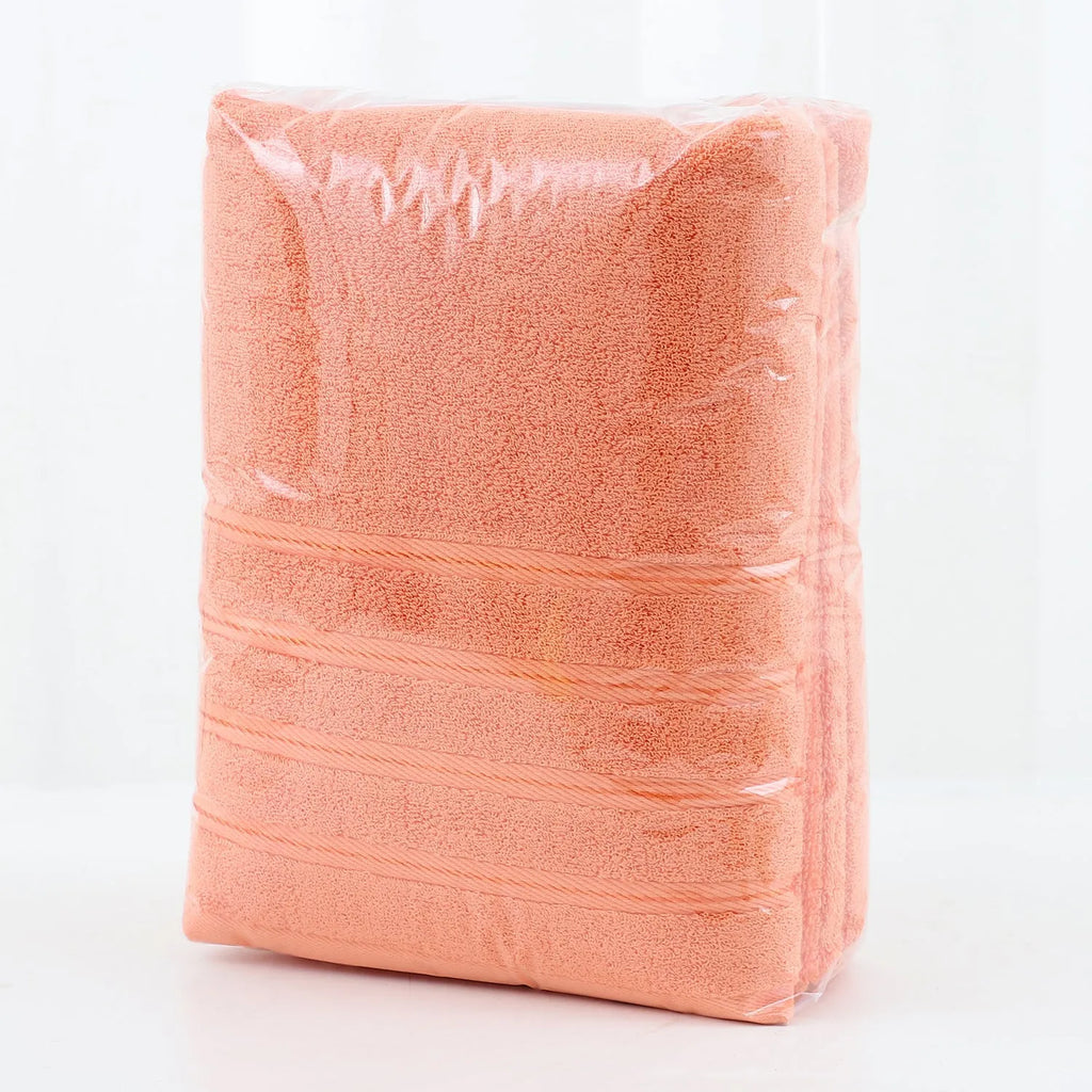 Six-piece combed cotton towel set in twill weave with bath towel, hand towel, and square towel in matching colour