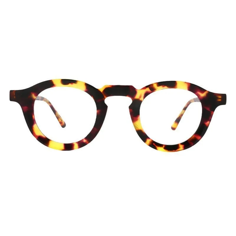 Hip-hop fashion plate frame glasses with thick sebum colour stitching detail and plastic lenses