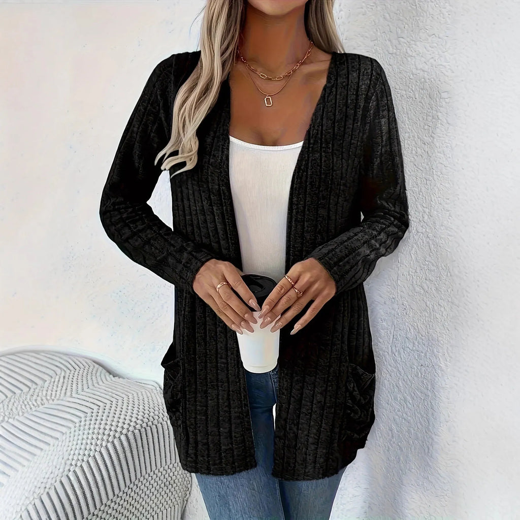 Solid colour long sleeve cardigan in loose fit available in extended sizes 1XL to 5XL