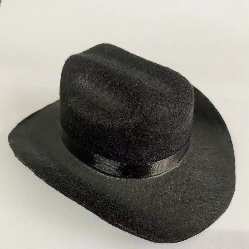 British cat cowboy hat pet costume accessory in multiple colour options with velvet belt, ribbon and rope trim decorations