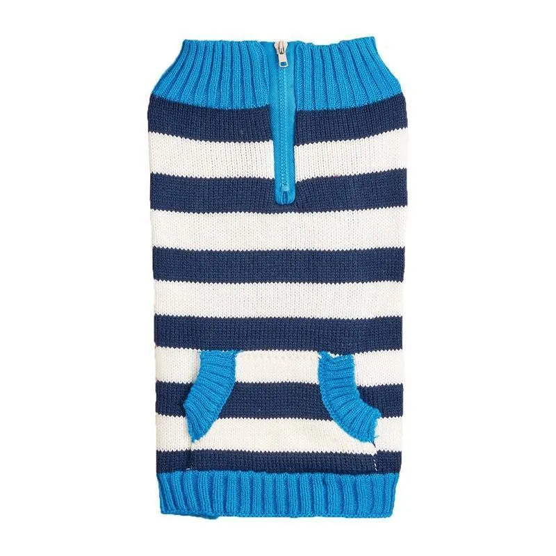 Dogs sweater with horizontal zipper and button pocket in contrasting colours