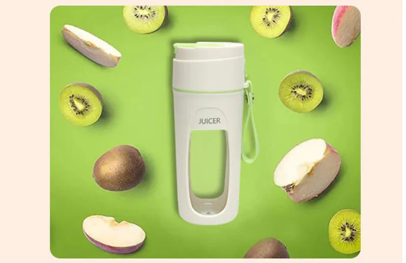 Portable USB charging blender cup with borosilicate glass liner in fresh orange colour