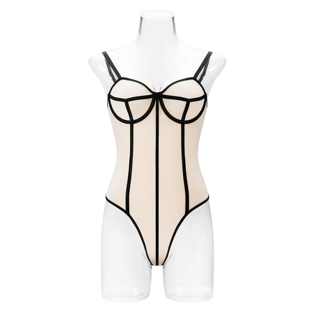 Women's contrast colour bodybuilding jumpsuit with sleeveless design and hollow out details