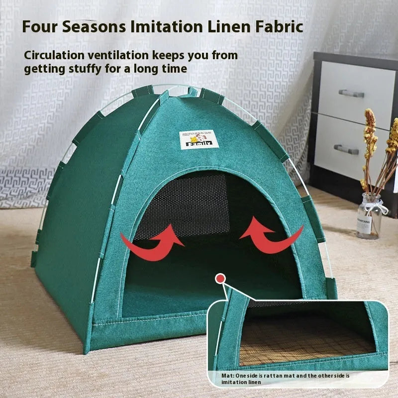 Cat tent outdoor pet house with removable fabric in army green colour
