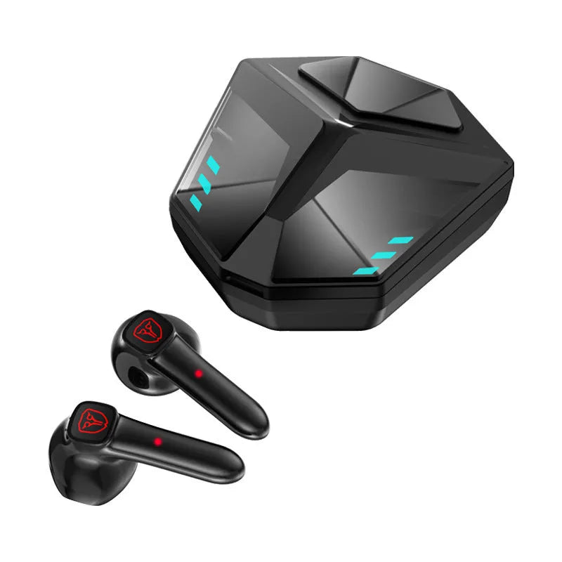 Picture colour wireless Bluetooth gaming headset with minimalist design on a black background.