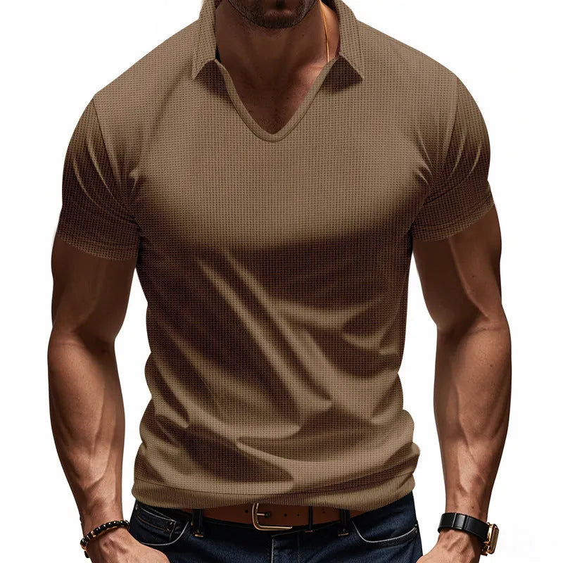 Men's loose fit V-neck short sleeve T-shirt in cotton blend fabric available in multiple colours