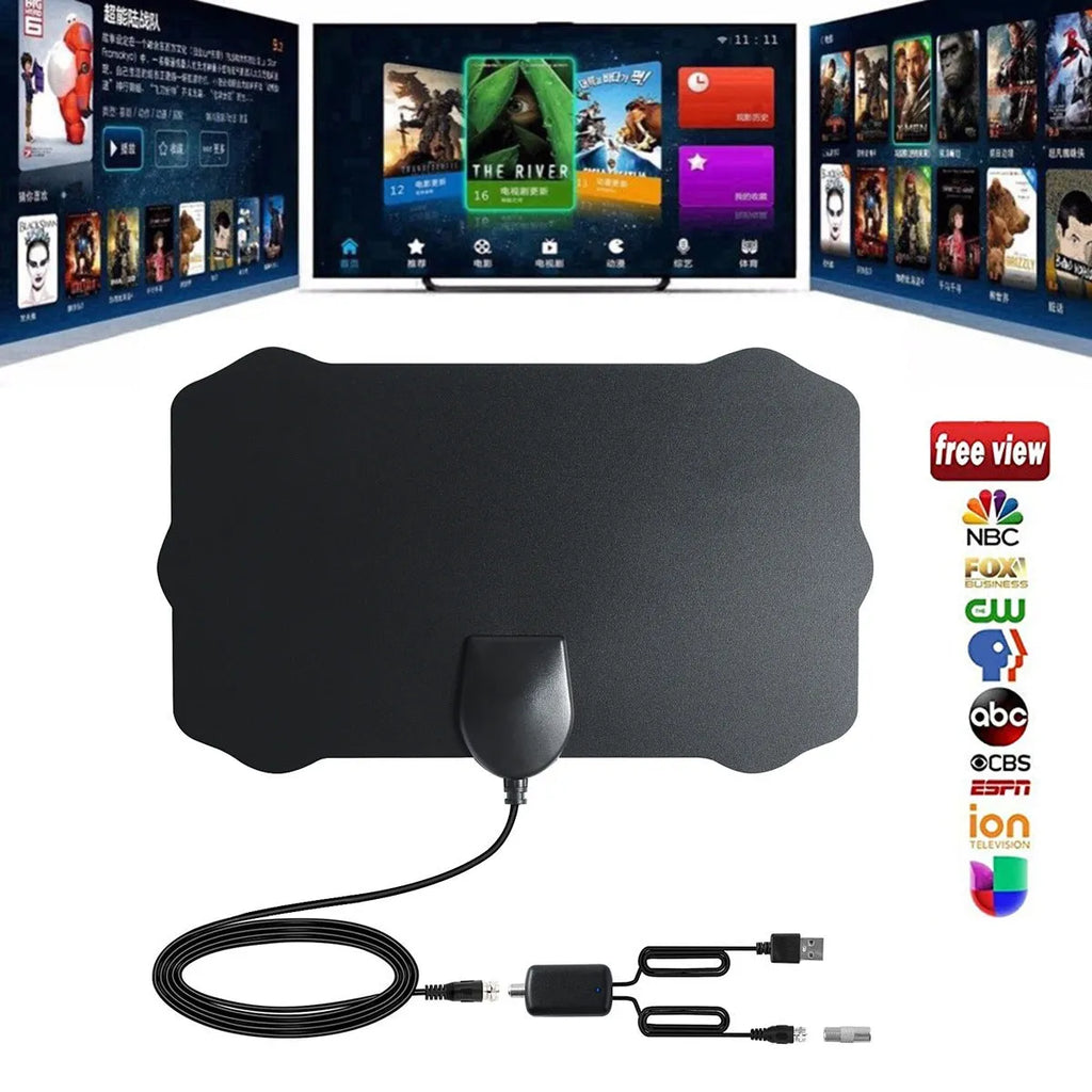 Mini HD digital television antenna indoor TV aerial black 13x22cm