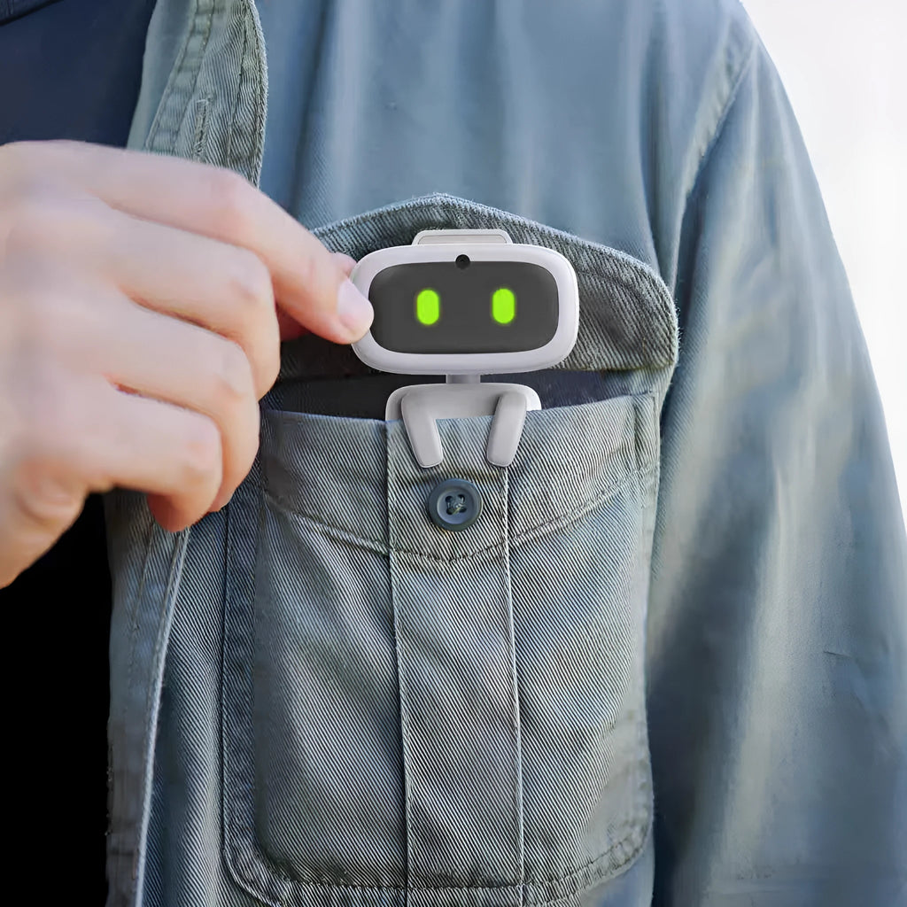 White pocket robot with GPT support and integrated camera
