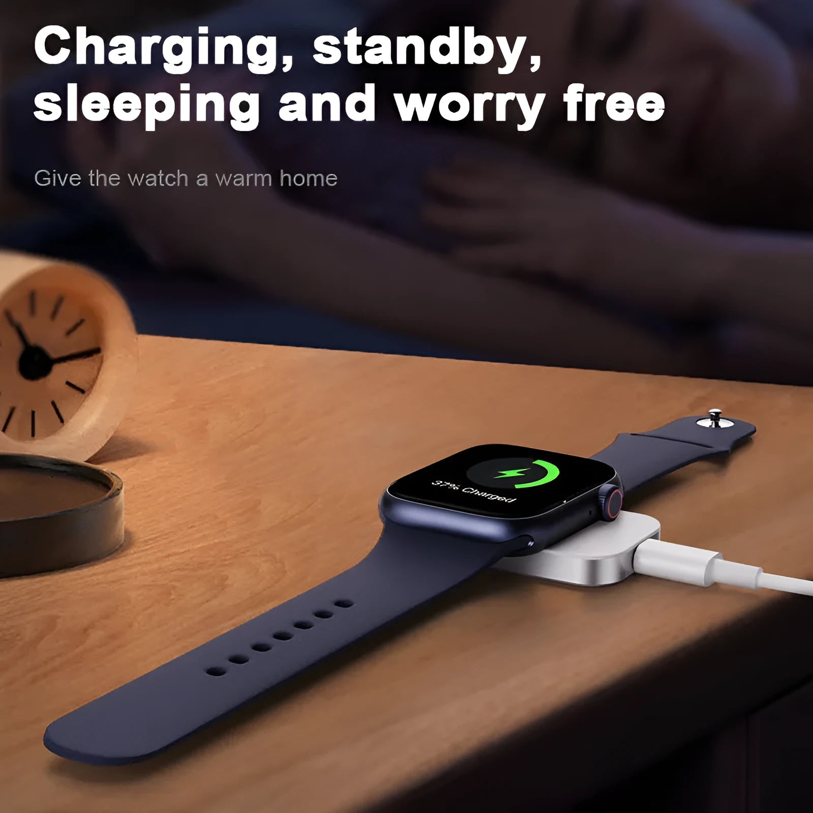 Portable three-in-one magnetic wireless charger with aluminium alloy ring showing detachable cables