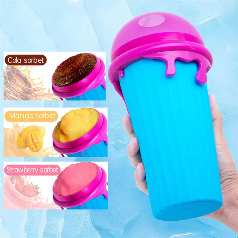Blue 500ml slushy maker cup for quick-frozen smoothies and homemade ice cream