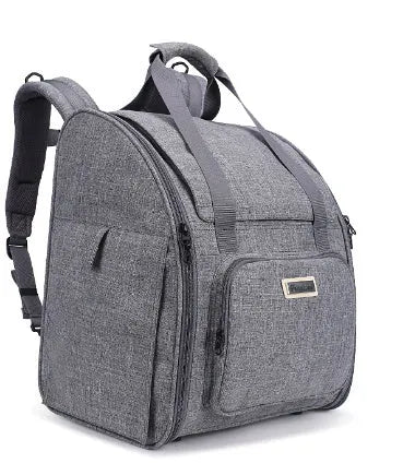 Dark blue red waterproof pet backpack carrier for small dogs or cats, shown with breathable mesh and aluminium buckle.
