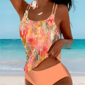 Retro split high waist bikini swimsuit with strappy top and briefs bottom in multiple colour options