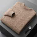 Loose wool pullover knitwear top in Brown Red, Mist Blue, Raw Velvet Beige and Raw Velvet Camel, long sleeve, sizes S-XXXL