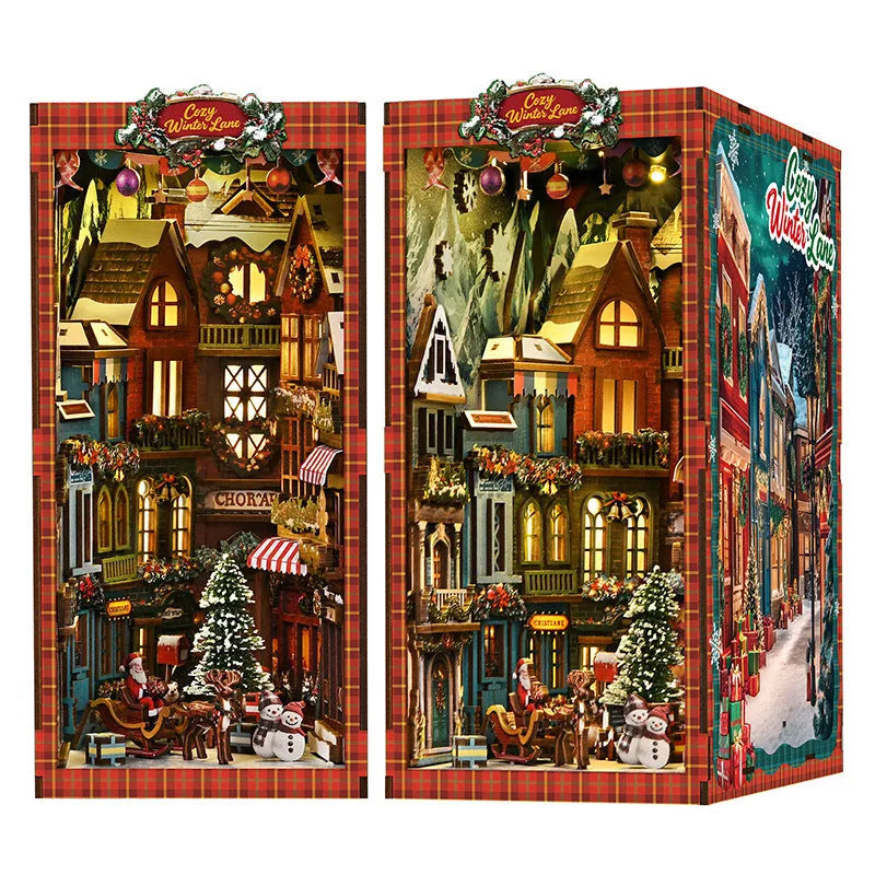 3D wooden bookend model in cabin style, handmade assembly toy for kids ages 7-14