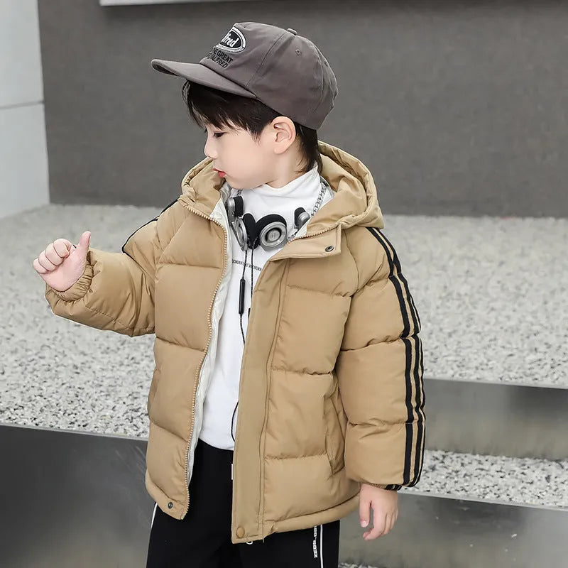 Children's thickened zip-up hooded winter coat in four colours for heights 100-150cm
