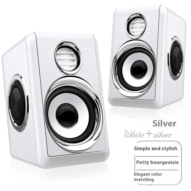 Small Portable Mini Speaker Laptop Audio Table Extra Bass USB Powered 32 Ohm 2 Channel Speakers Black Silver White Green 84x100x140mm for Home Use