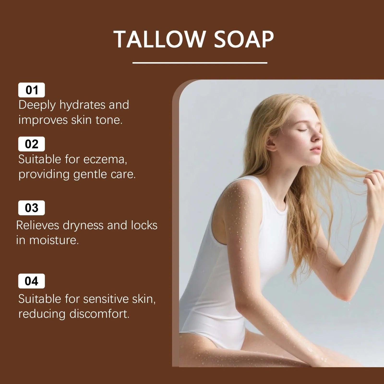 Grass-fed tallow soap bar 120g for gentle face and body cleansing