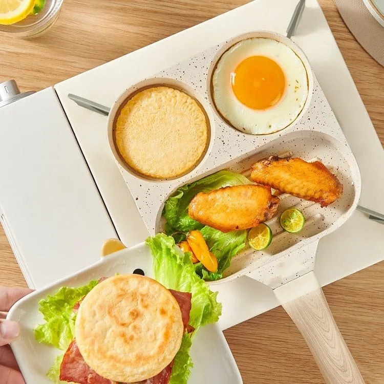 Non-stick breakfast frying pan with aluminium alloy body and composite multi-layer bottom in Elegant White