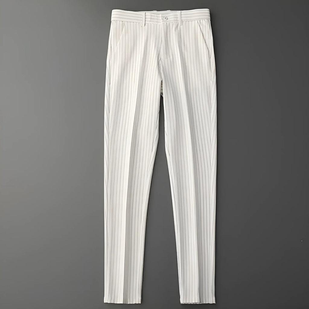 Men's loose striped suit pants in black and white cropped jeans and trousers styles