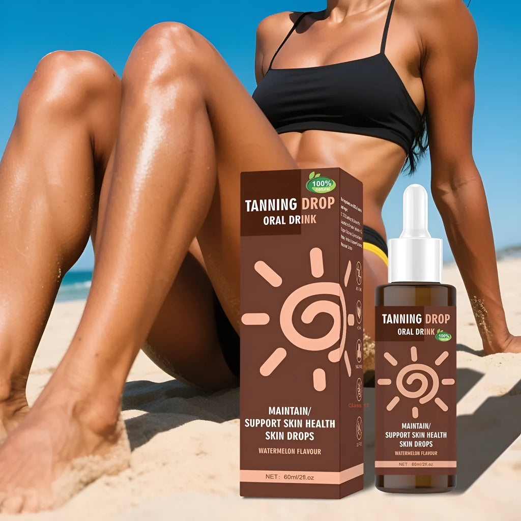 Tanning Drops 60ml bottle with bronze skin finish for face and body sunless tanning at home