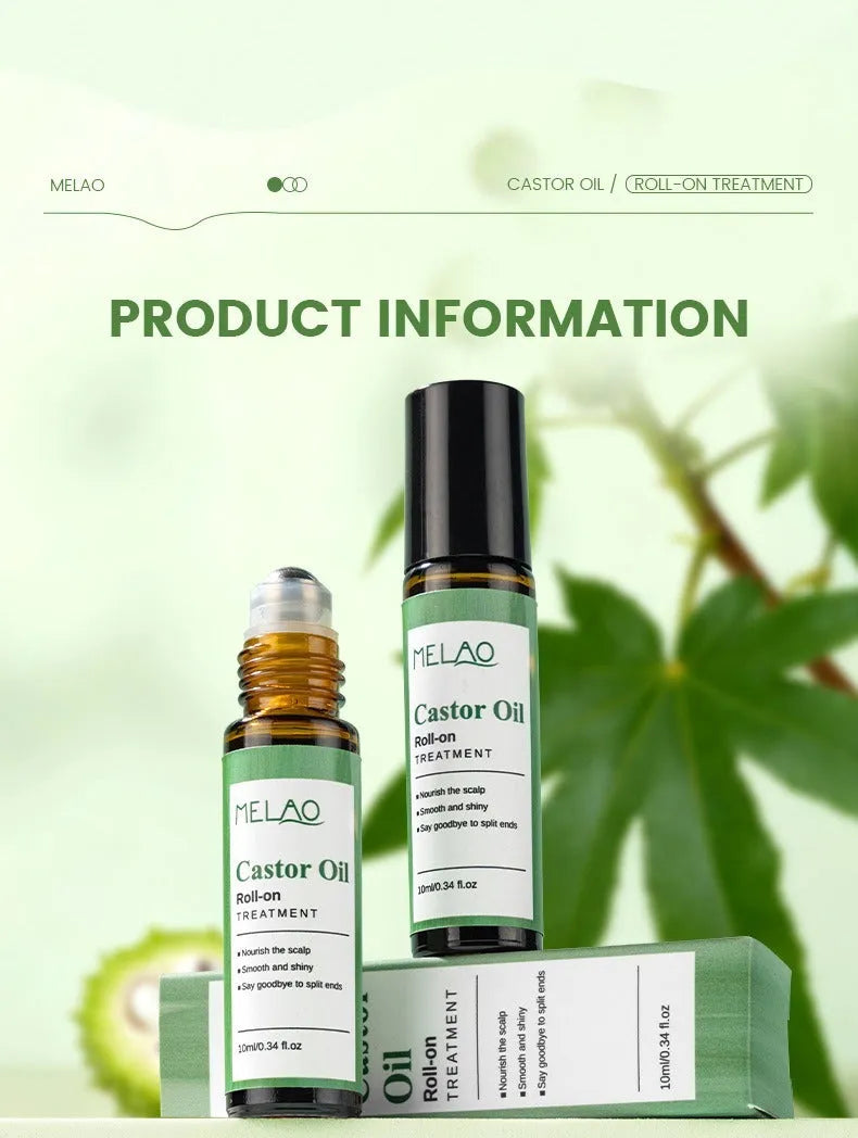 Castor oil roll-on 10ml portable hair care growth and regeneration serum scalp nourishing oil bottle