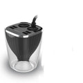 Black ABS mobile phone car charger with Bluetooth and USB port, dimensions 72x62x95mm