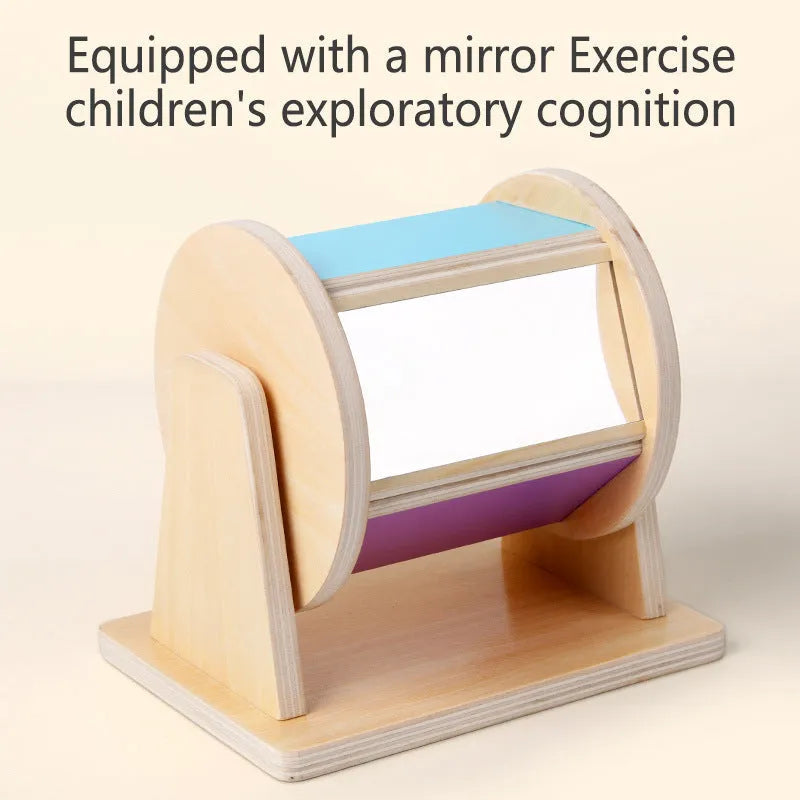 Wooden five-sided textile drum for infants aged 0-3 years, 17.5 x 15 x 12.5 cm, 042 colourway
