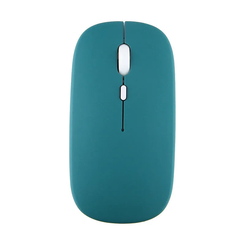 Candy wireless Bluetooth mouse with DPI switch and mute button, 14cm x 7cm x 6.5cm, in black.
