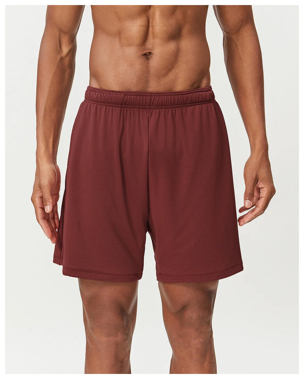 Men's double-layer quick-dry running shorts in sky green colour on a size chart.