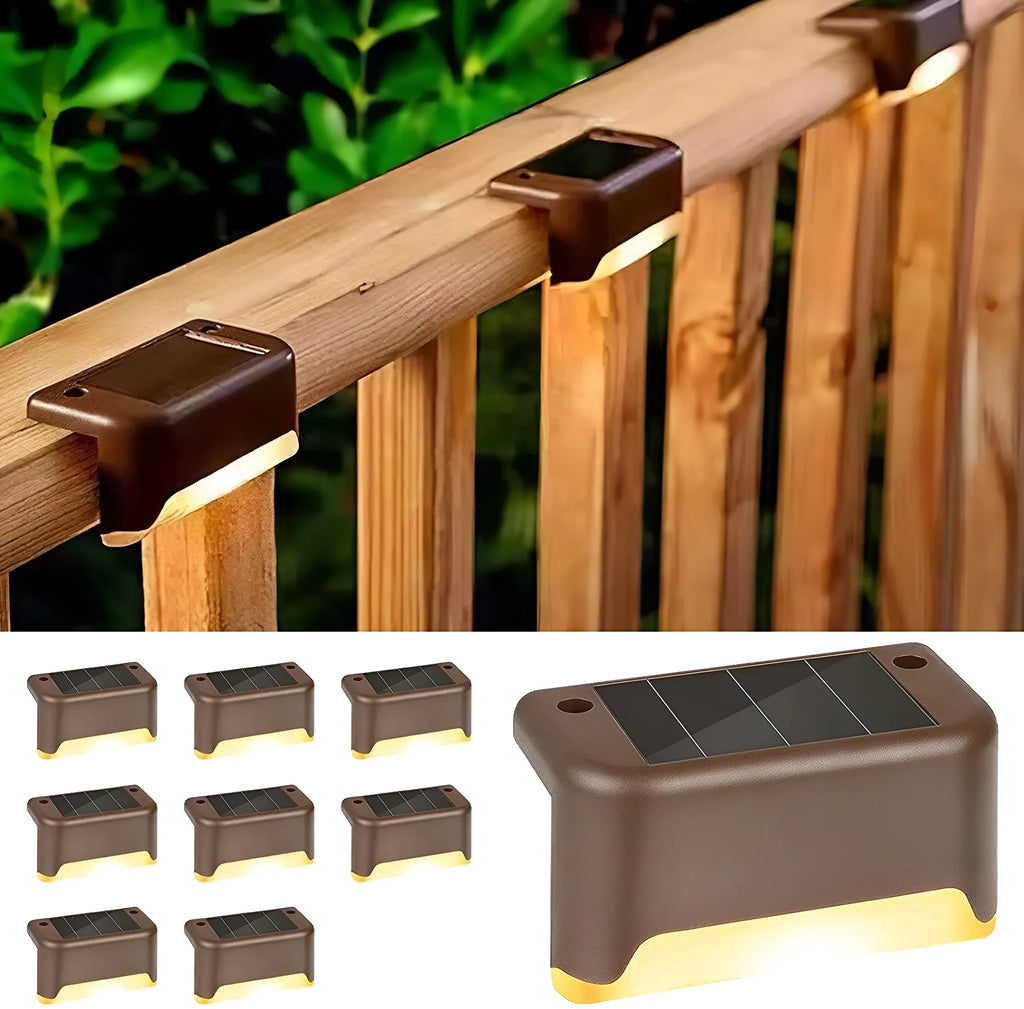Solar step light LED outdoor garden night light for stairs, brown, warm light, waterproof IP55