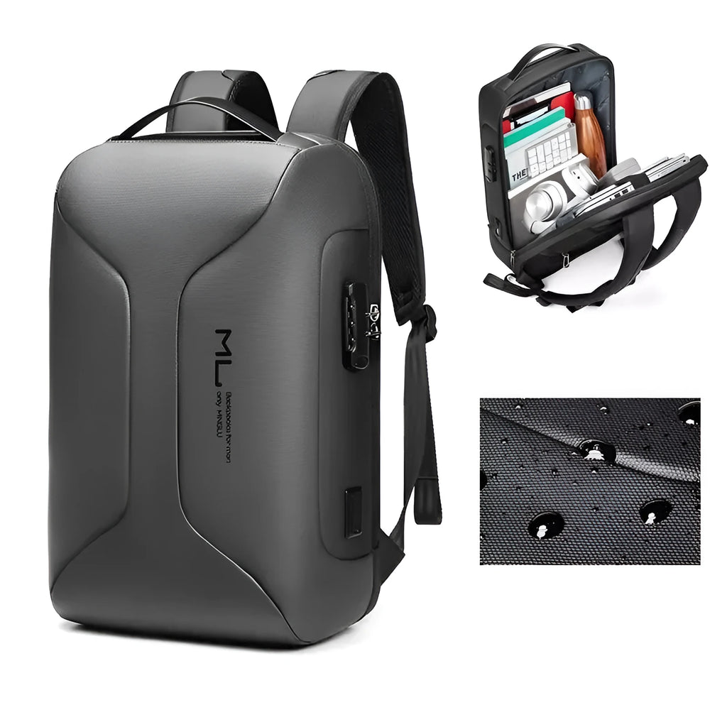 Men's business backpack in waterproof oxford cloth with anti-theft features and large capacity