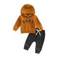 Boys' cotton letter print hoodie and trousers suit in white, long sleeves, pullover style, 70-110cm height