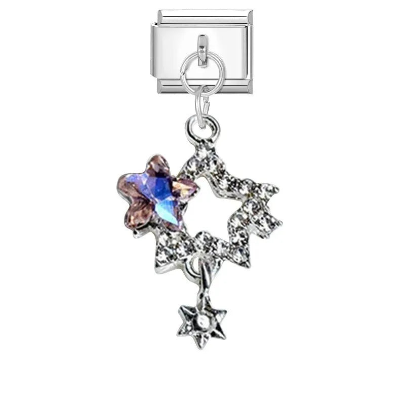 Small stainless steel electroplated pendant module 1x0.9cm charm bracelet accessory